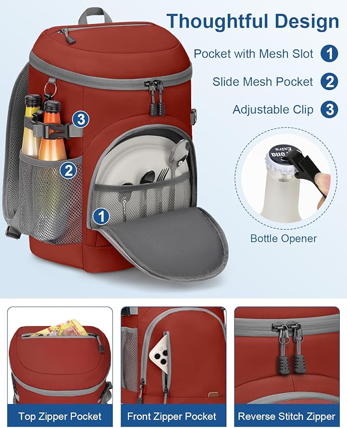 Cooler Backpack Insulated Waterproof,30/45 Cans Backpack Coolers Leakproof Lunch Backpack for Men Women Portable Soft Cooler Bag for Beach Camping Trave Picnic