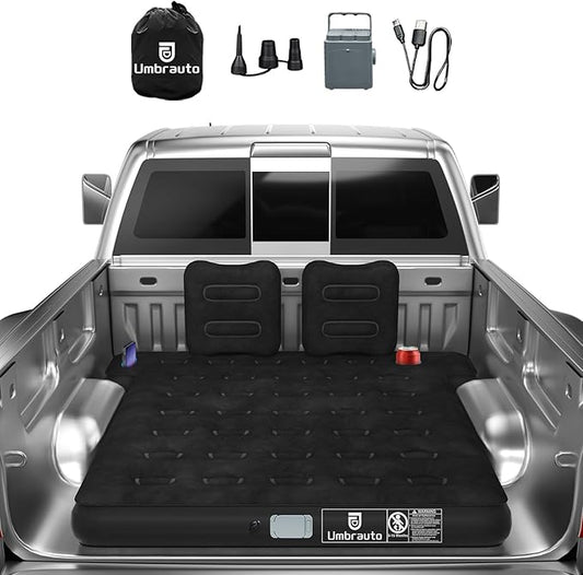 Umbrauto Truck Air Mattress for 5.5-5.8ft Full Size Truck Bed, Inflatable Pickup Airbed with Wireless Rechargeable Pump for Outdoor Travel