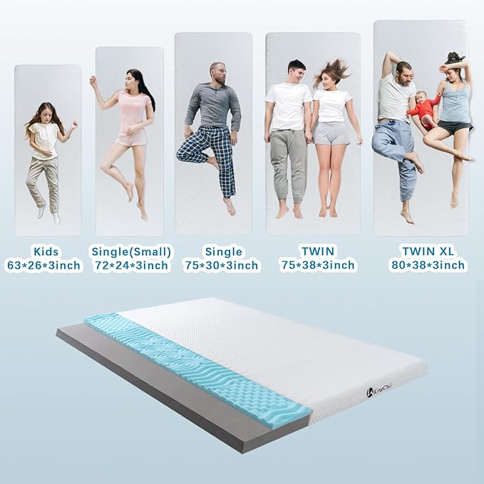 KingChii Memory Foam Camping Mattress, Portable Roll Up Sleeping Pad for Road Trip, Floor Mat Roll Up Futon Mattress for Guests Sleepoverr