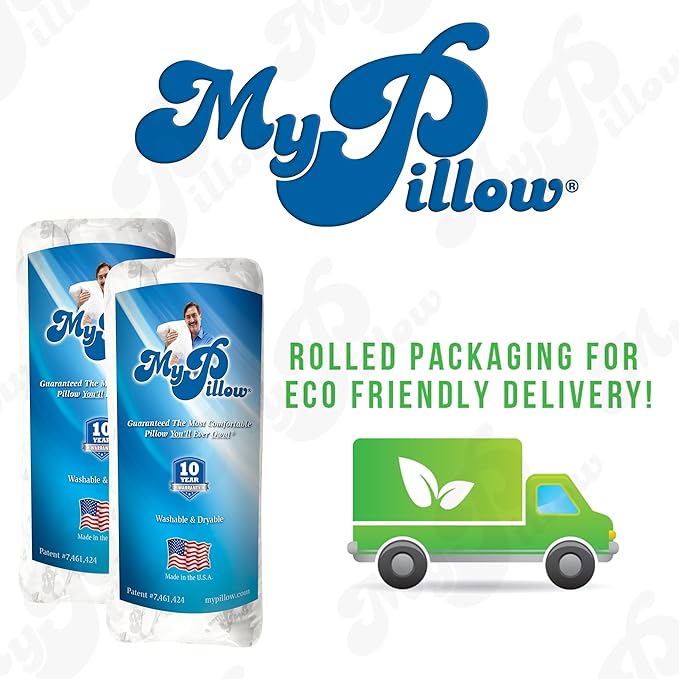 MyPillow Bedding Bed Pillows for Sleeping Queen Size, Set of 2, Pillow for Back, Stomach or Side Sleepers Classic Pillow [Queen, Medium]