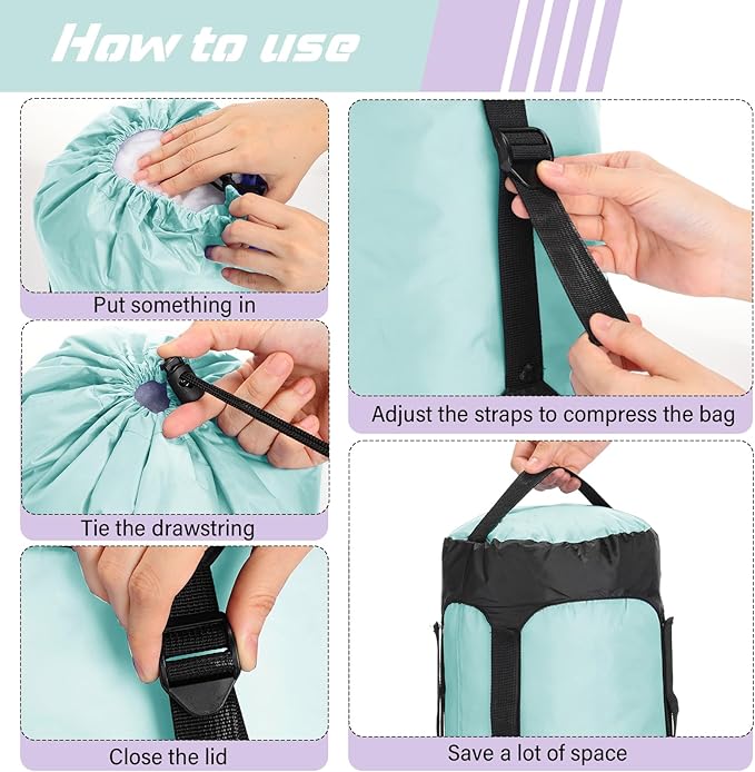 5 Pcs Compression Sacks for Backpacking 5L/10L/15L/20L/35L Camping Sleeping Bag Stuff Sack Water Resistant Sleeping Bag Storage Sack for Space Saving Hiking Gear