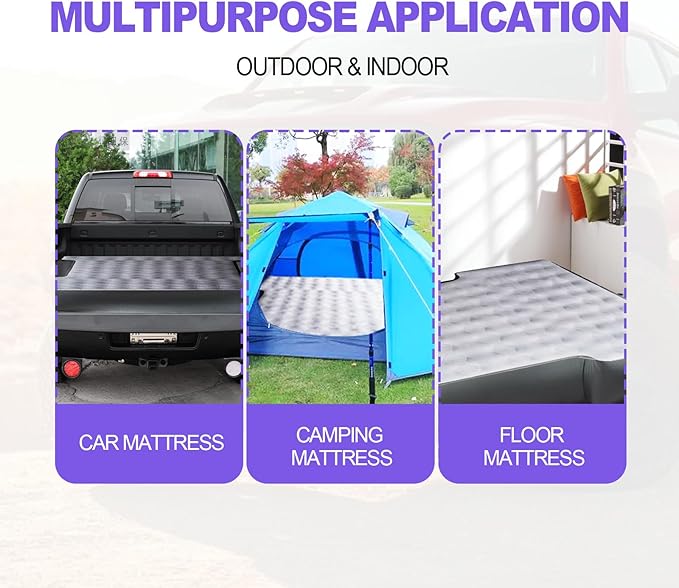 Vrasly Inflatable Truck Bed Air Mattress / 5.5ft to 5.8ft Truck Box/Converts to Full Double Size Bed/Inflatable Truck Bed Mattresses for Short/Mattress Mats with Pump&Carry Bag