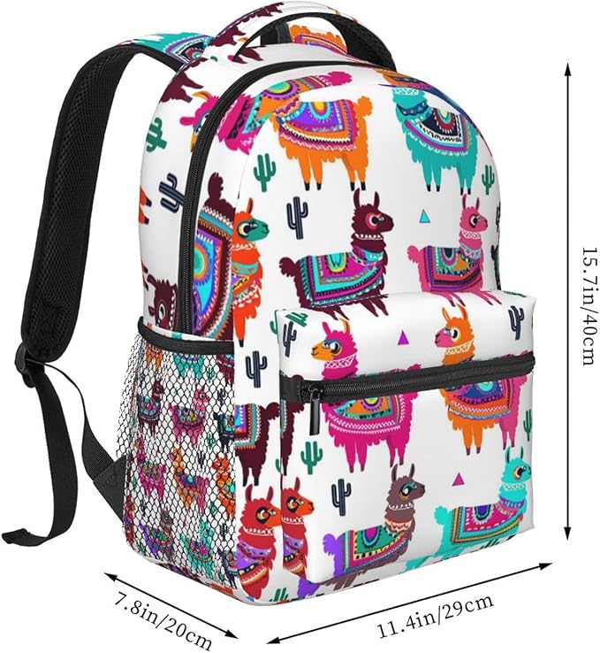 Adults Lightweight Tribal Alpaca Art Shoulder Book Bags Big Capacity Shoulder Bag With Adjustable Shoulder Straps for Trekking Work Walking Cycling