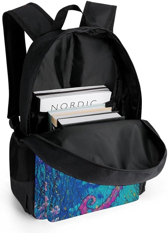 Supdreamc Rucksack Anti-Theft Multipurpose Big Capacity Carry On Bag, Seahorse Art Traveling Camping Backpack With Side Pockets