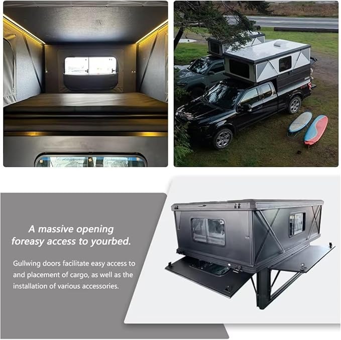 Double Layer Truck Bed Tent with Waterproof Oxford Fabric, Diagonal Bracing Support Frame, All-Weather Shelter for Outdoor Hiking Camping