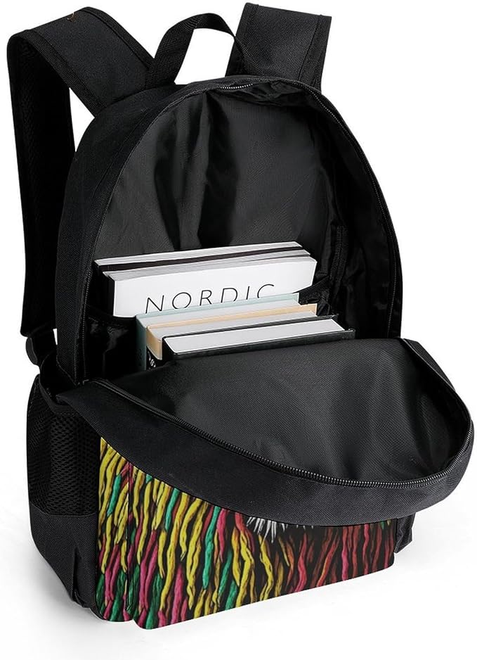 Polyester Daypack Backpack for Trekking Picnic Walking Cycling, Large Capacity Anti-Theft Multipurpose Shoulder Bag, Rastafarian Lion Rock And Roll Casual Daypack