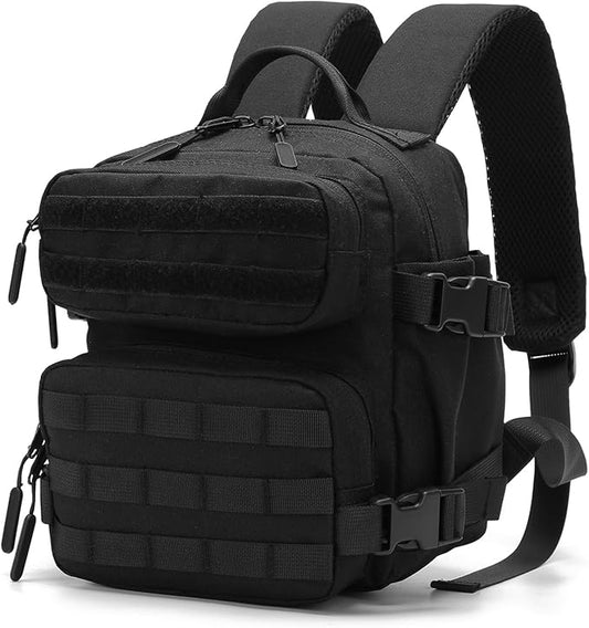 9L Mini Tactical Backpack Small Gym Bag Fitness Portable Backpack With Molle System For Hiking, Camping, Traveling, Daily Use (Black)