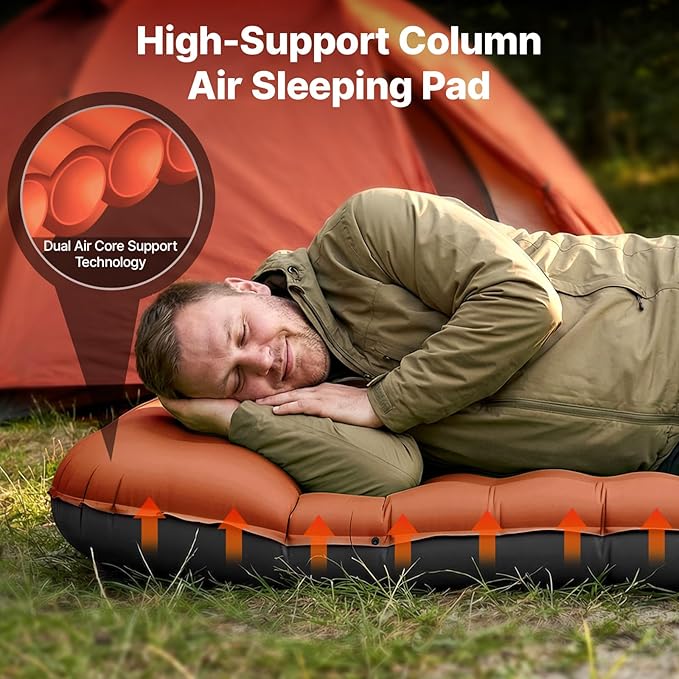 OGERY Sleeping Pad, Ultralight Self Inflatable Sleeping Pad for Camping with Pillow Built-in Foot Pump, 6" Extra-Thick Reinforced Camping Pad for Hiking, Backpacking, Tent, Single