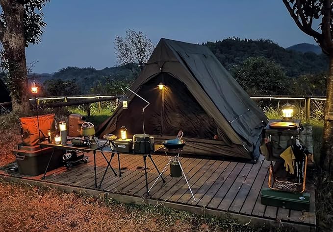 4 Person Canvas Tent with Full Rainfly&Footprint, Easy Set Up Breathable 4 Season FamilyTent for Winter Outdoor Glamping Car Camping
