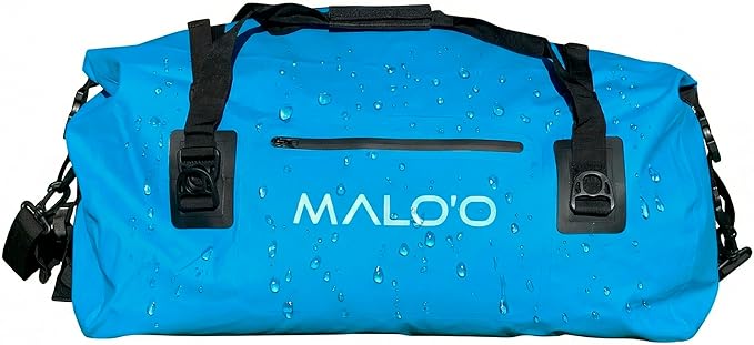Malo’o Waterproof Dry Duffel, Heavy-Duty Roll Top Waterproof Gear Bag with Shoulder Strap & Molle Loops, Marine Duffel for Kayaking, Boating, Camping, Beach & Travel, Blue, 60L