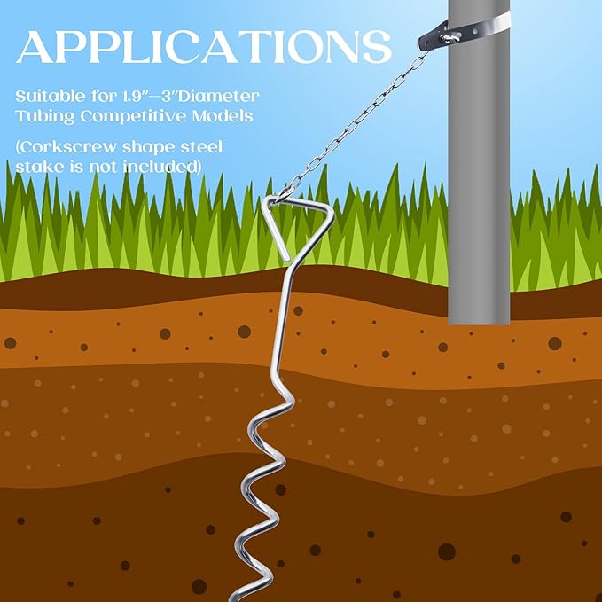 Hotop 6 Sets Ground Anchor Kit Recreation Swing Set Anchors Trampoline Stakes Tie Down Accessories for Outdoor Supplies