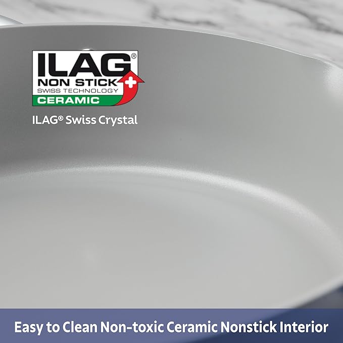 Tramontina Fiora 4.25-Quart Multipurpose Ceramic Non Stick Cooking Pan with Lid, Gray