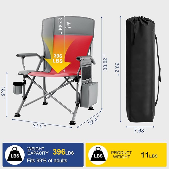 4 XL Camping Chairs 396lb Capacity - 4 Colors | Oversized Padded, Cup Holder & Cooler - Now $62.88 ，Save $37+ Per Chair!