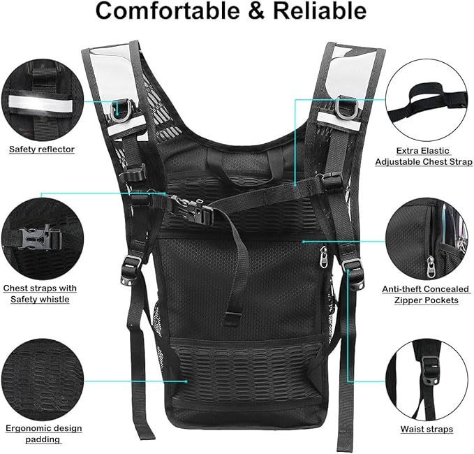 Hydration Backpack Pack, Water Backpack 20L Capacities Included 2L Hydration Bladder, Festival Essential - Rave Hydration Pack Hydropack Hydro for Hiking, Festival Gear