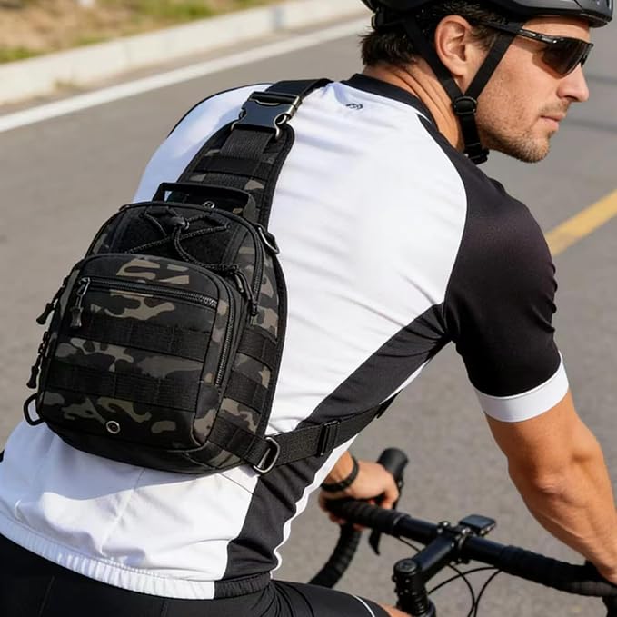 Viriber Tactical Backpack, Waterproof Military Cross-body Molle Sling Shoulder Backpack Chest Bag for Outdoor Every Day Carry Black02