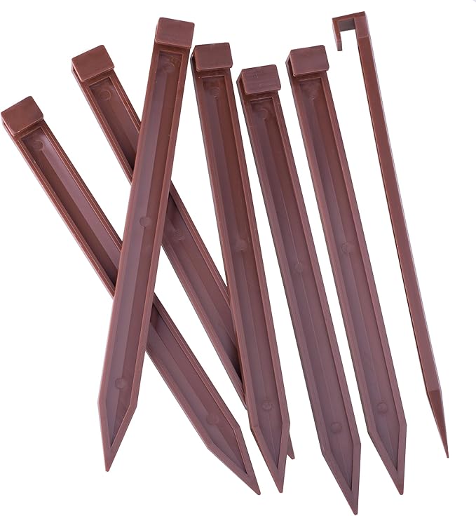 Landscape Edging Spikes, 60 Pcs 10 Inch Garden Stakes Anchoring Spikes for Paver Edging, Weed Barriers, Turf, Tent, Weed Barrier, Timber, Carpentry, Tent etc. (60, Brown)