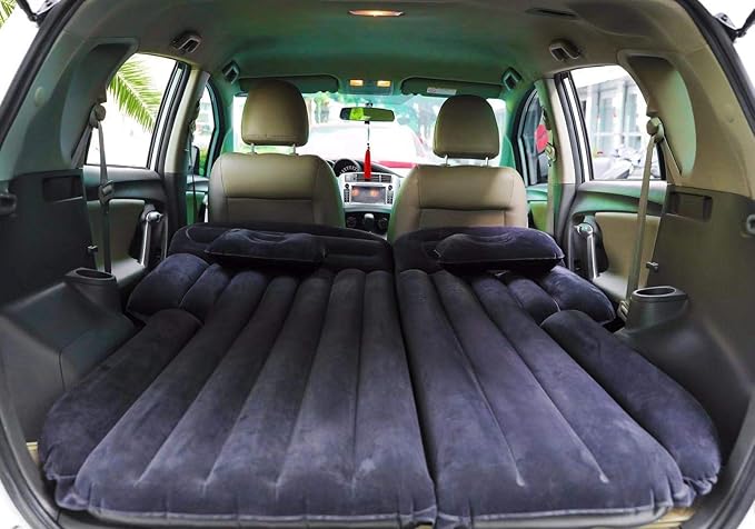 Inflatable SUV Air Mattress Thickened Flocking Inflatable Car Camping Travel Air Mattress with 2 Pillows & Air Pump,Portable Car Sleeping Bed for SUV|MPV|Minivan