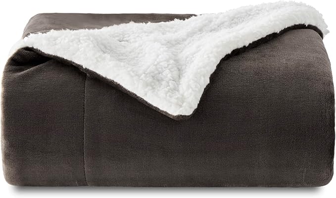 Bedsure GentleSoft Sherpa Fleece Throw Blanket Twin Size for Couch - Thick and Warm, Soft Fuzzy Plush Twin Blanket for Winter, Brown, 60x80 Inches