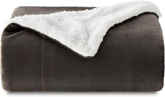 Bedsure GentleSoft Sherpa Fleece Throw Blanket Twin Size for Couch - Thick and Warm, Soft Fuzzy Plush Twin Blanket for Winter, Brown, 60x80 Inches