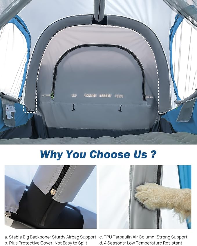 JOYTUTUS Inflatable Truck Bed Tent 5.5-6.5FT with Awning, Includes Air Pump for Quick 30S Setup, Dual-use Pickup or Camping Tent for 2 Person, Truck Tent with Waterproof Roof Shade and 3 Windows