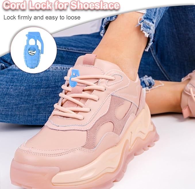 20PCS Assorted Colors Plastic Cord Locks for Drawstring, Paracord Spring Toggle Stopper Clasp Elastic Shoeslace Lock Sweatpants Backpack String Clips Bungee Swim Goggles Replacement