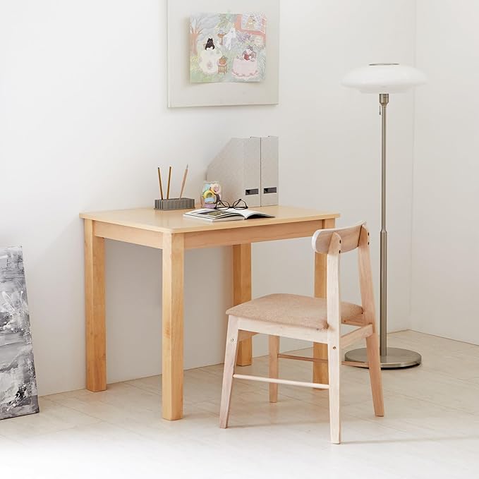 Livinia Cabin 33.5" Wooden Dining Table/Small Rectangular Modern Farmhouse Solid Wood Kitchen Table Desk (Natural)