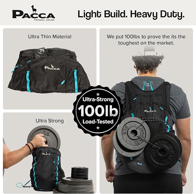Pacca Onda 20L Packable Lightweight Foldable Backpack for Travel, Camping, Outdoor, Hiking Pocket Backpack (Black)
