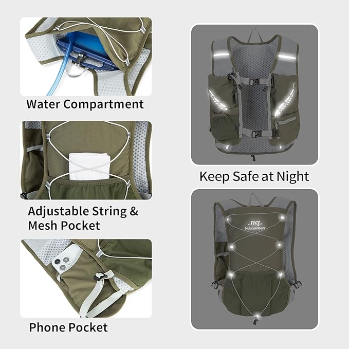 Lightweight Running Vest for Women and Men Hydration Backpack Pack with 1.5L Water Bladder Bag Running Gear Accessories for Hiking Trail Cycling Marathon