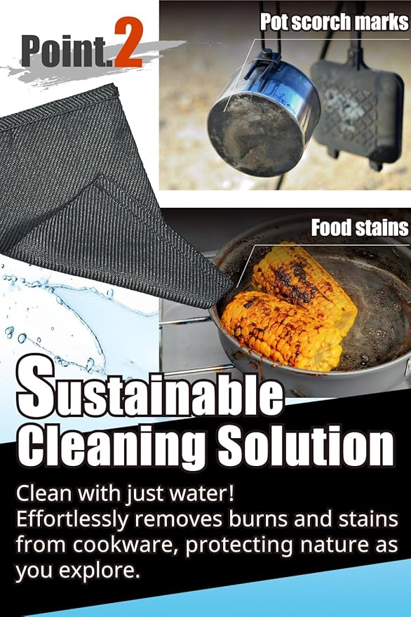 Ultralight 1/2oz Scrubber 316L Stainless Steel Cloth Heat Resistant 1200℉ Ultra-Durability Quick-Drying & Sterilization Backpacking Camp Hiking Trekking