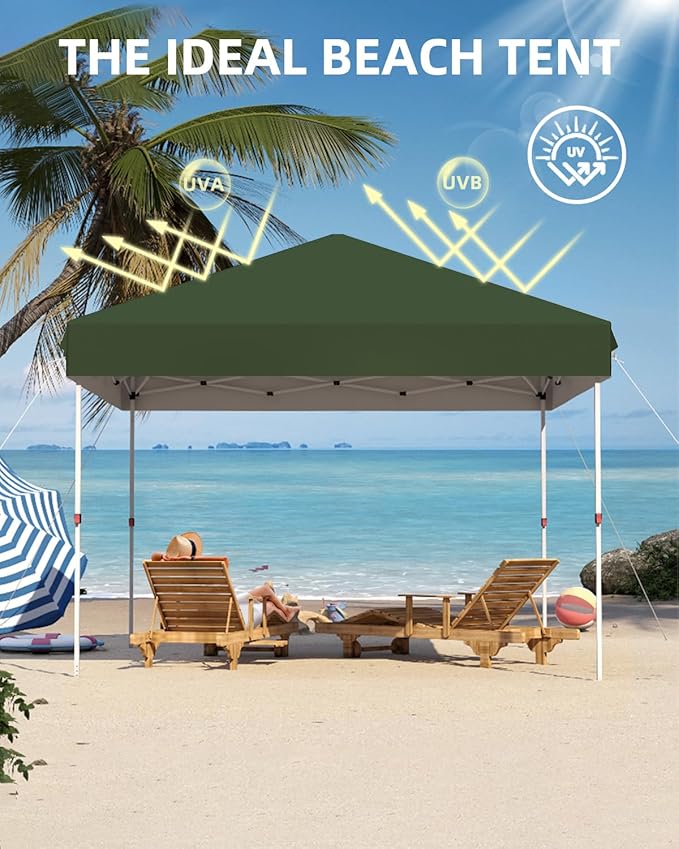 Garvee 10x10 Pop Up Canopy Tent, Heavy Duty Commercial Instant Shelter with One-Person Setup, UPF 50+ Waterproof, 100 Sq Ft Shade for Outdoor Events, Camping, Farmers Market