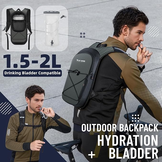 Hydration Backpack with 2L TPU Water Bladder, Lightweight Hiking Water Backpack, Running Hydration Pack for Cycling Climbing Camping Rave, Hydropack for Men Women