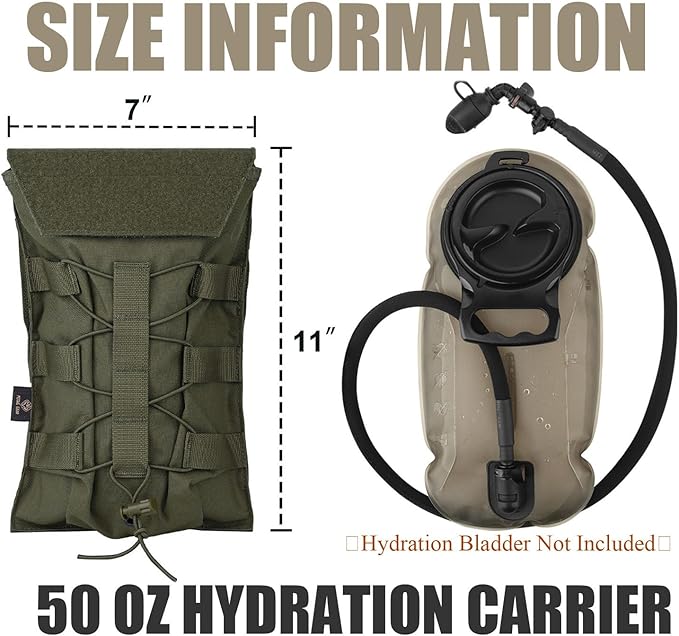 PETAC GEAR 1.5L / 3L Tactical Hydration Pack，Molle Carrier Pouch for 50 oz /100 oz Hydration Bladder Daypack Water Backpack.