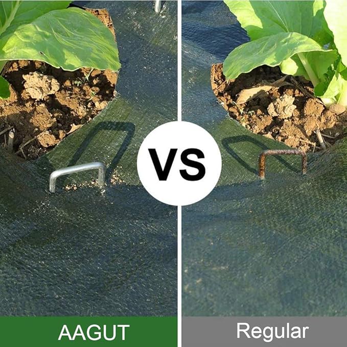 AAGUT Garden Stakes Pins, Landscape Staples 250 Pack 6 Inch 11-Gauge Galvanized Lawn Stake for Dog Fence, Weed Barrier Fabric, Ground Cover, Irrigation Tubing Soaker Hose, Chicken Wire