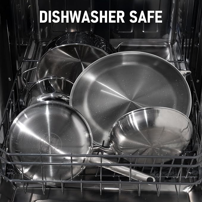 8 Inch Mini Stainless Steel Frying Pan - 5 Ply Stainless Clad Skillet with Aluminum Core, Durable and Even Heating, Professional Cookware for Induction, All Stoves, Oven and Dishwasher Safe