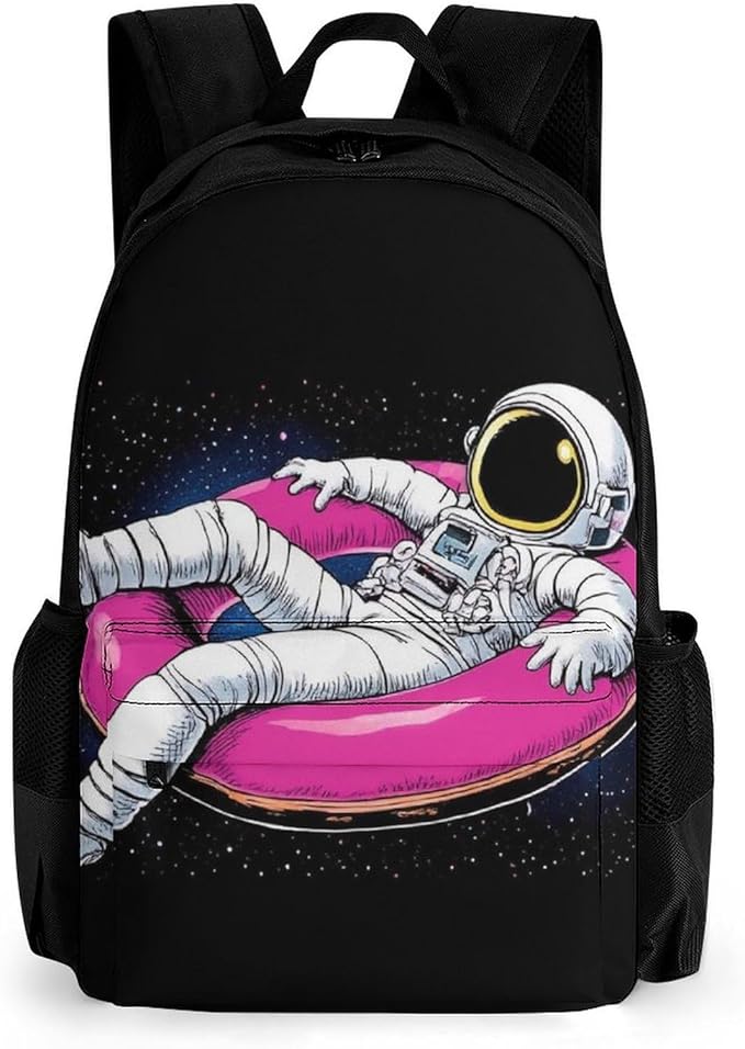 Supdreamc Rucksacks Polyester Anti-Theft Multipurpose Space Astronaut Vacation Carry On Bag Large Capacity Gym Outdoor Hiking Backpack With Smooth Zippers