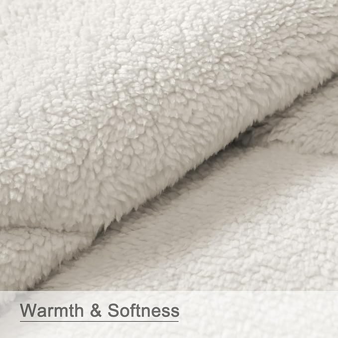 zzlamb Sherpa Puffy Camping Blanket,Packable Outdoor Warm Wearable Fleece Blankets for Cold Weather,Thick Camp Quilt with Sherpa Lining for Sleeping,Traveling,Backpacking,Picnics,Beach,Stadium 52x75in