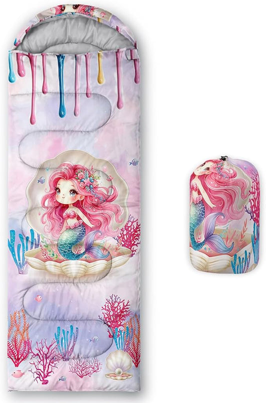 HOSIMA Dear Hunting Pattern Cold Weather Sleeping Bags for Adults,Black Light Weight Sleeping Bags for Kids Adults,WaterProof Sleeping Bags for Outdoors Hiking.