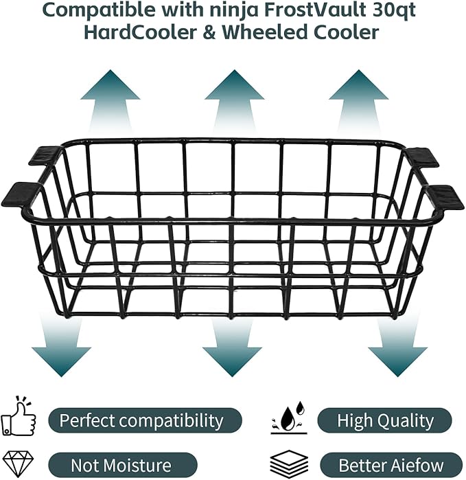 Cooler Basket, Cooler Basket for Ninja FrostVault 30qt Hard Cooler & Wheeled Coolers, Stainless Steel Storage Dry-Goods Baskets, Coolers Accessories - Keep Food Dry & Organized.