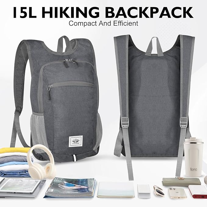 Hiking Backpack Small Lightweight Packable Foldable foldable backpack Packable Camping Hiking for Backpack (Dark Gray)