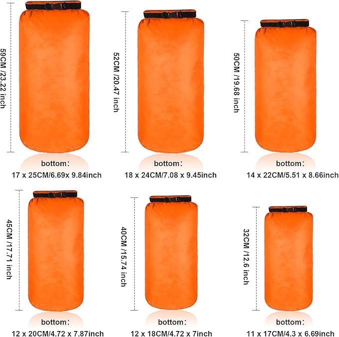 Shappy 6 Pcs Waterproof Dry Bag Set Ultralight Stuff Sack 20/15/10/8/5/3L Backpacking Bag with Long Adjustable Strap Outdoor Keep Gear Dry Sack for Camping Kayaking Boating Hiking Travel
