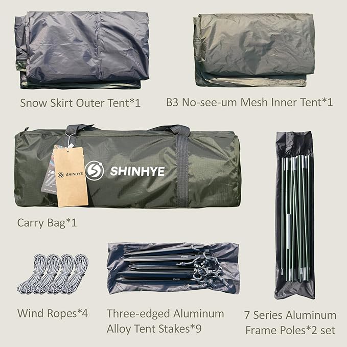 1/2 Person Backpacking Tent for 4 Season, Winter Ultralight Extreme Cold Weather Tents for Camping Easy Setup Waterproof Double Layer Tent for Family Outdoor Hiking Mountaineering