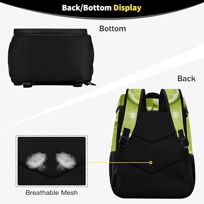 YETTASBIN Leakproof 36 Cans Cooler Backpack for Men Women - Lime Lemon Insulated Backpack Cooler Large Capacity Waterproof Lunch Bag for Hiking, Camping, Beach, Fishing, Work