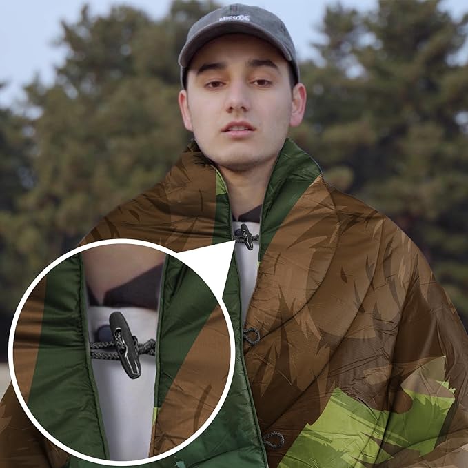 Camping Blanket Puffy - Outdoor Stadium Blanket Wearable, Lightweight, Packable, Machine Washable Camping Quilt for Traveling, Picnic, Beach, Party