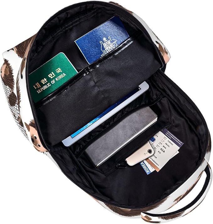 Lightweight Daypack for Camping Business Walking Cycling, Large Capacity Anti-Theft Multipurpose Bookbag, Cute Hedgehog Gym Outdoor Hiking Backpack