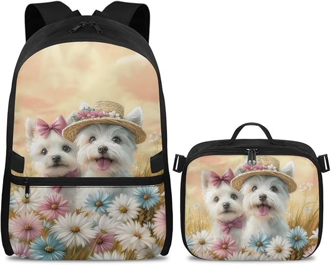 HUGS IDEA Floral Backpack for Girls with Lunch Bag Bookbag for Girls 6-8 Elementary School Backpacks 17 Inch School Bag for Teen Kids Rucksack for Hiking
