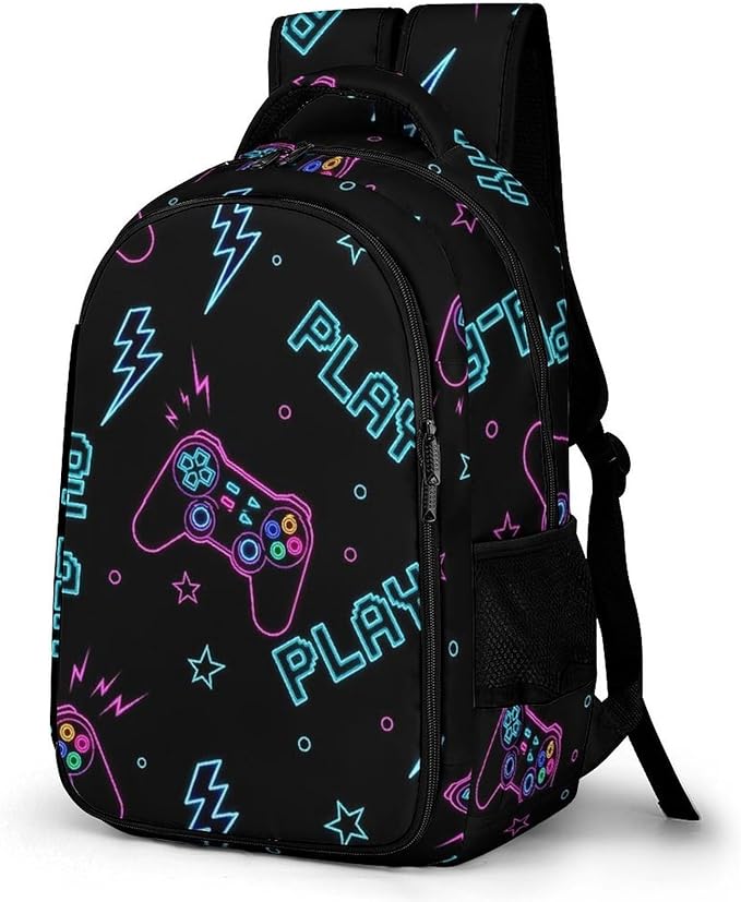 Business Laptop Backpack Games Video Game Blue, Waterproof Travel Anti Theft Computer Bag with Water Bottle Pockets Gifts for Men Women
