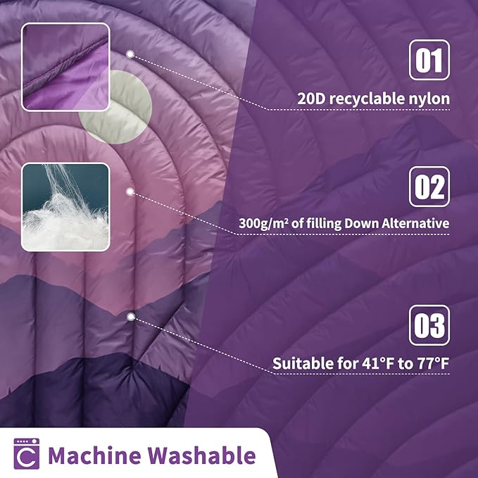 Camping Blanket,Puffy Printed Camping Blanket Lightweight Packable Outdoor Blanket for Camping,Traveling, Stadium, Hiking, Picnics