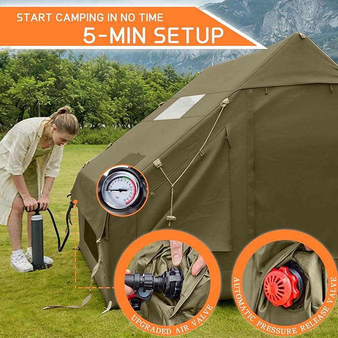 Inflatable Tents for Camping,Easy Blow Up Tent with Hand Pump,4 Seasons Waterproof Air Inflatable Camping Tent House for Family Weekend Camping