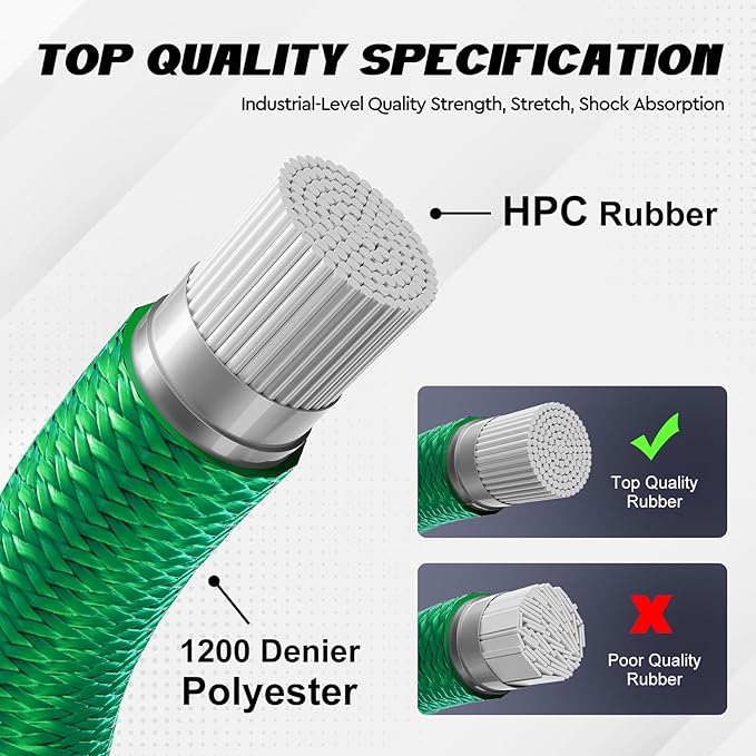 Elastic Bungee Shock Cord 3-8mm (Green, 1/5'' x 66FT)