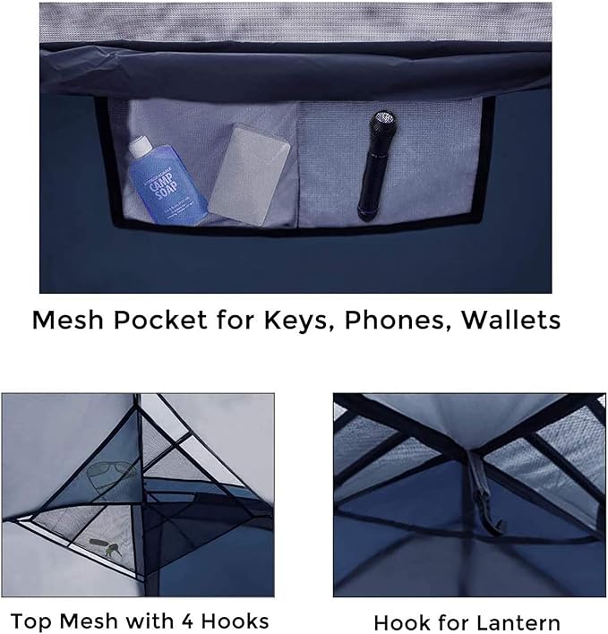 Pacific Pass 6 Person Dome Tent w/ Removable Rain Fly and Screen Room, Water Resistant - Navy/Gray